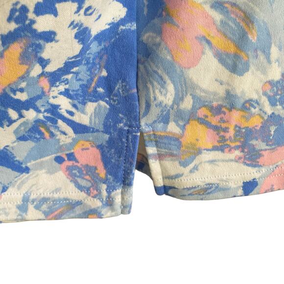 QUACKER FACTORY 1X Top Split Neck Rhinestones Abstract Artsy 3/4 Sleeves Blue - Picture 4 of 7